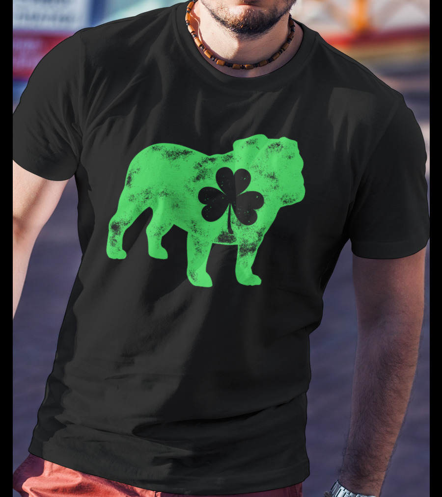 English Bulldog Shamrock St Patricks Day Men Dog T-Shirt