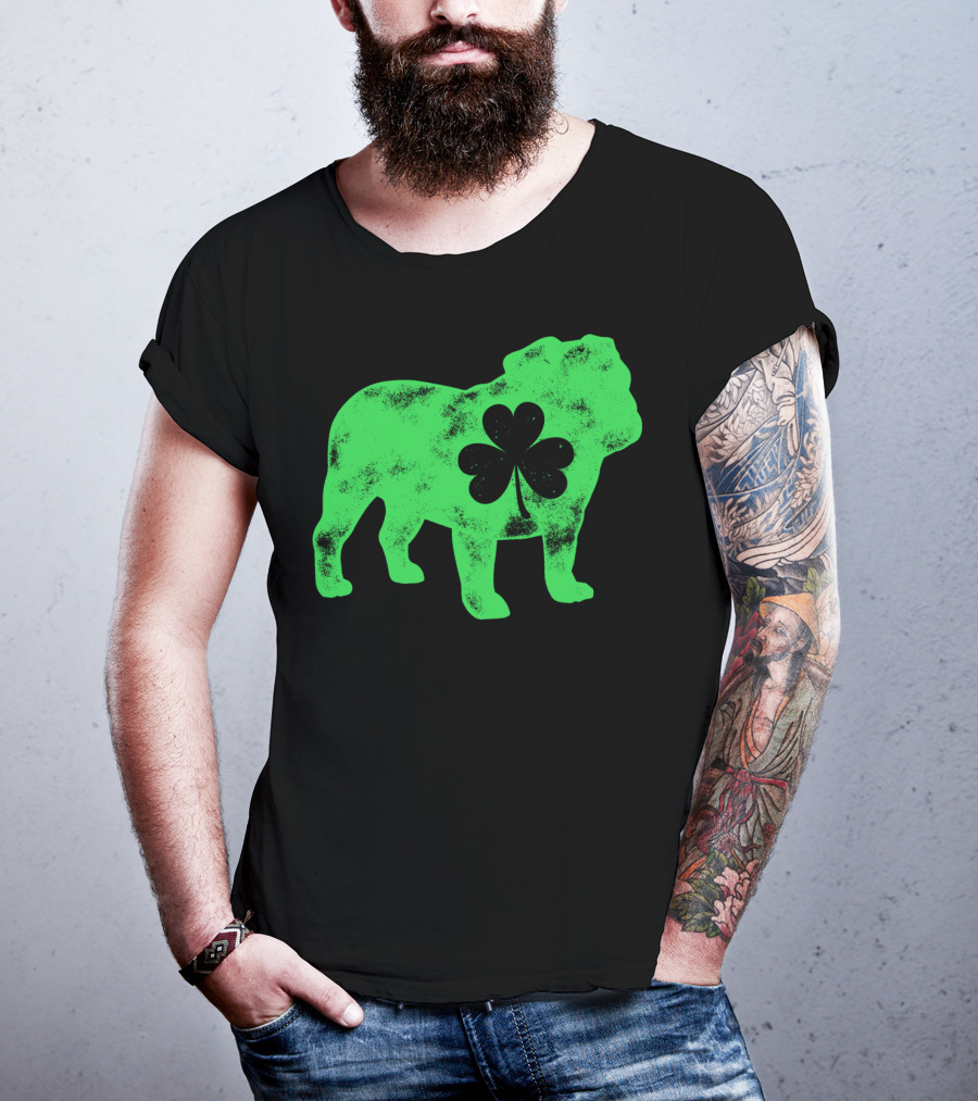 English Bulldog Shamrock St Patricks Day Men Dog T-Shirt