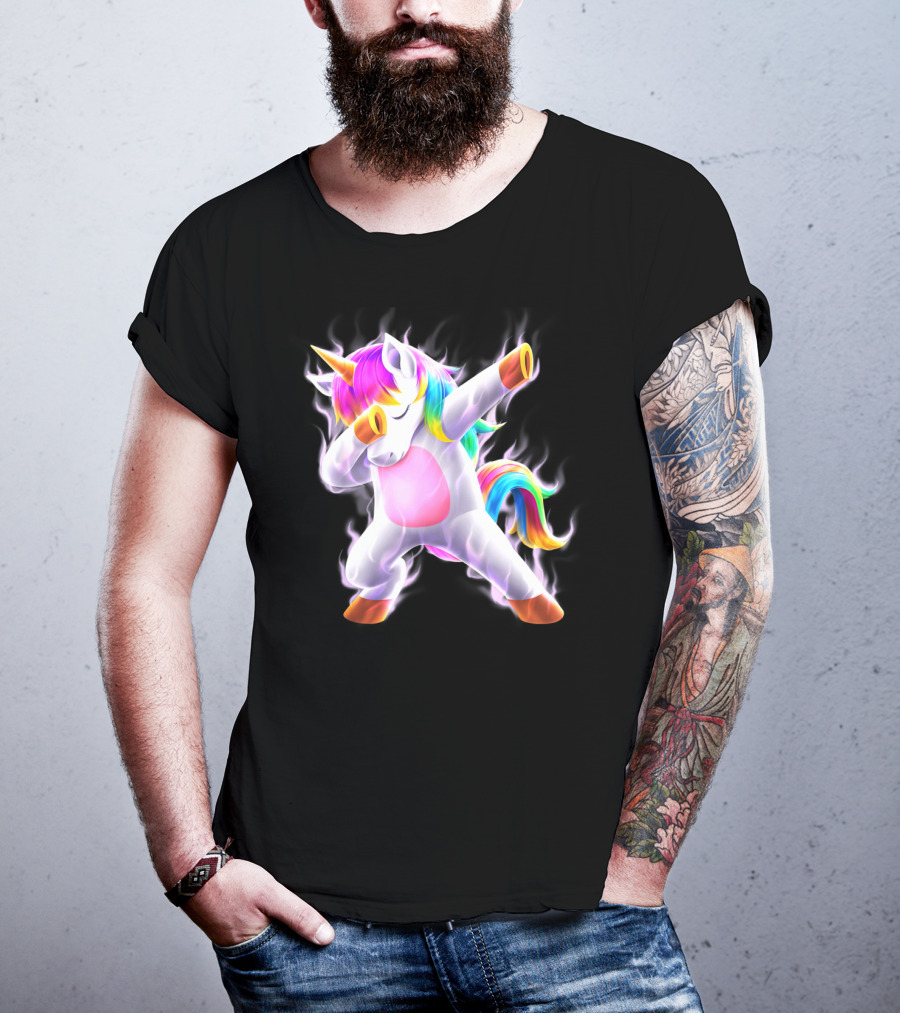 Dabbing Rainbow Unicorn Fantasy Magic Bright Mane T-Shirt