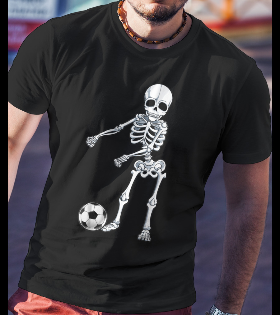 Floss Dance Skeleton Soccer Ball Boys Men Flossing Skeleton Soccer Combo T-Shirt