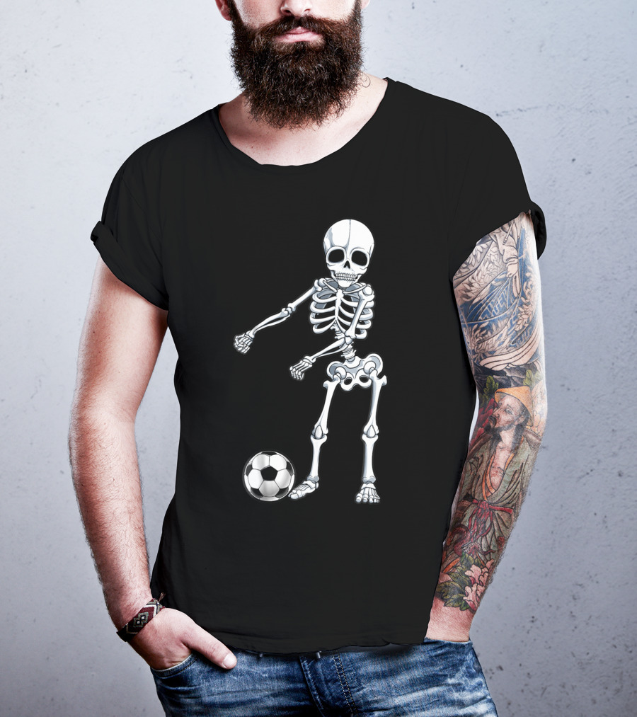 Floss Dance Skeleton Soccer Ball Boys Men Flossing Skeleton Soccer Combo T-Shirt