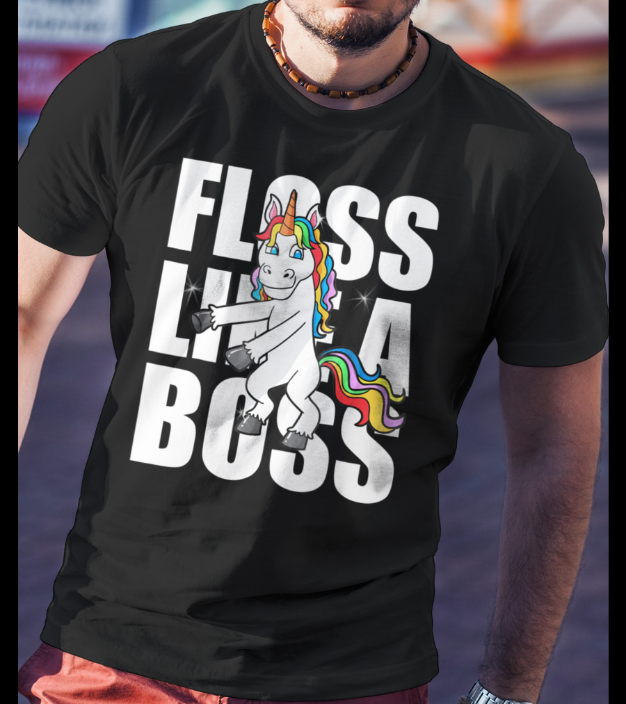 Floss Like A Boss Rainbow Unicorn Dance Girls T-Shirt
