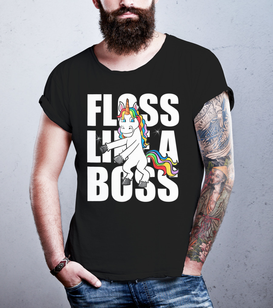 Floss Like A Boss Rainbow Unicorn Dance Girls T-Shirt
