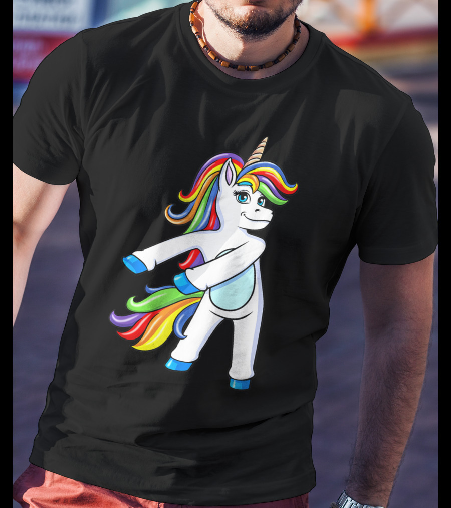 Flossing Unicorn Dance With Rainbow Mane And Tail T-Shirt