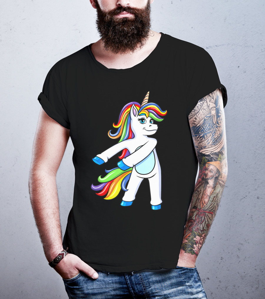 Flossing Unicorn Dance With Rainbow Mane And Tail T-Shirt