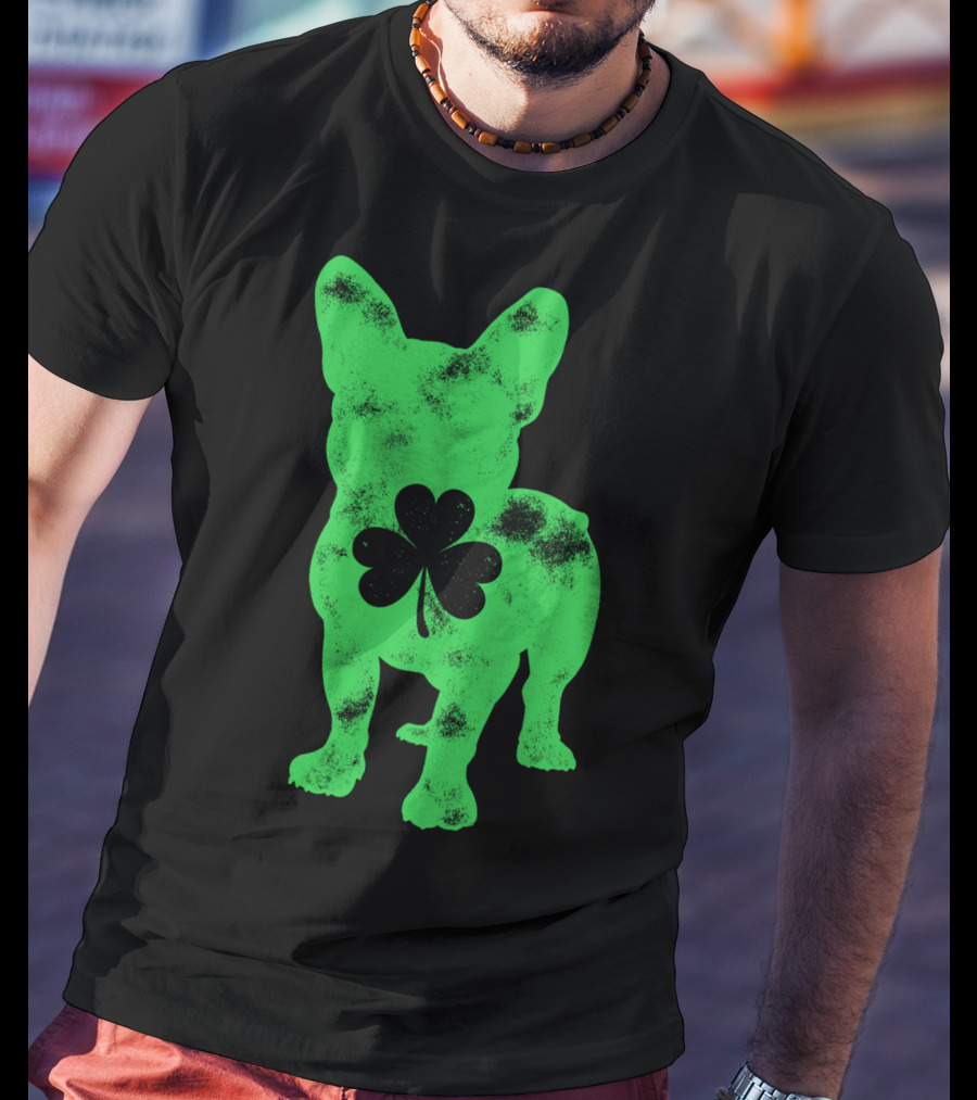 French Bulldog Shamrock St Patricks Day Men Dog T-Shirt