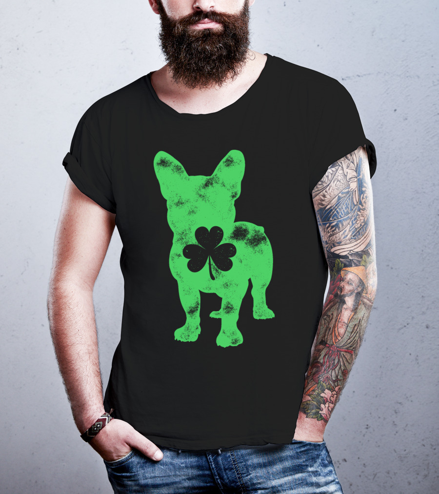 French Bulldog Shamrock St Patricks Day Men Dog T-Shirt