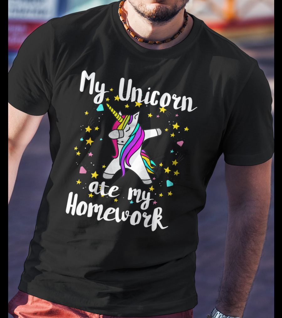 My Unicorn Ate My Homework Dabbing Unicorn Funny Novelty Kids T-Shirt