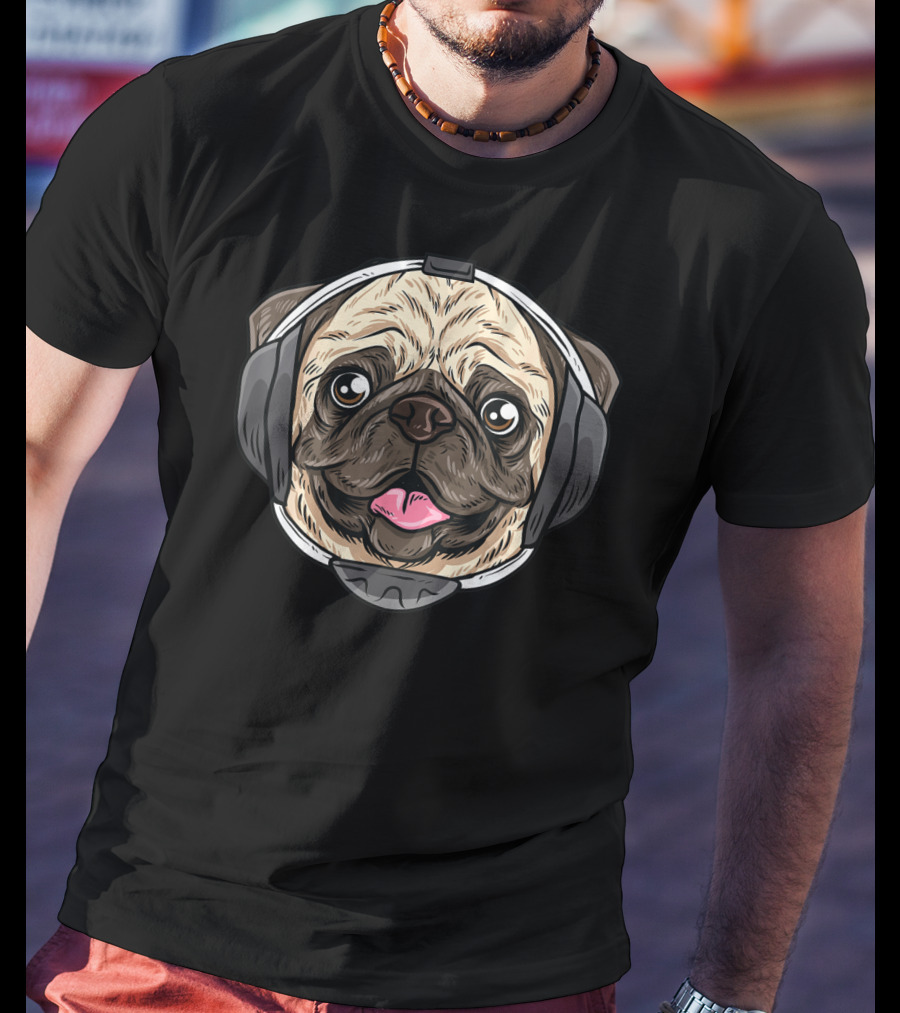 Pug Wearing Funny Wrestling Headgear T-Shirt