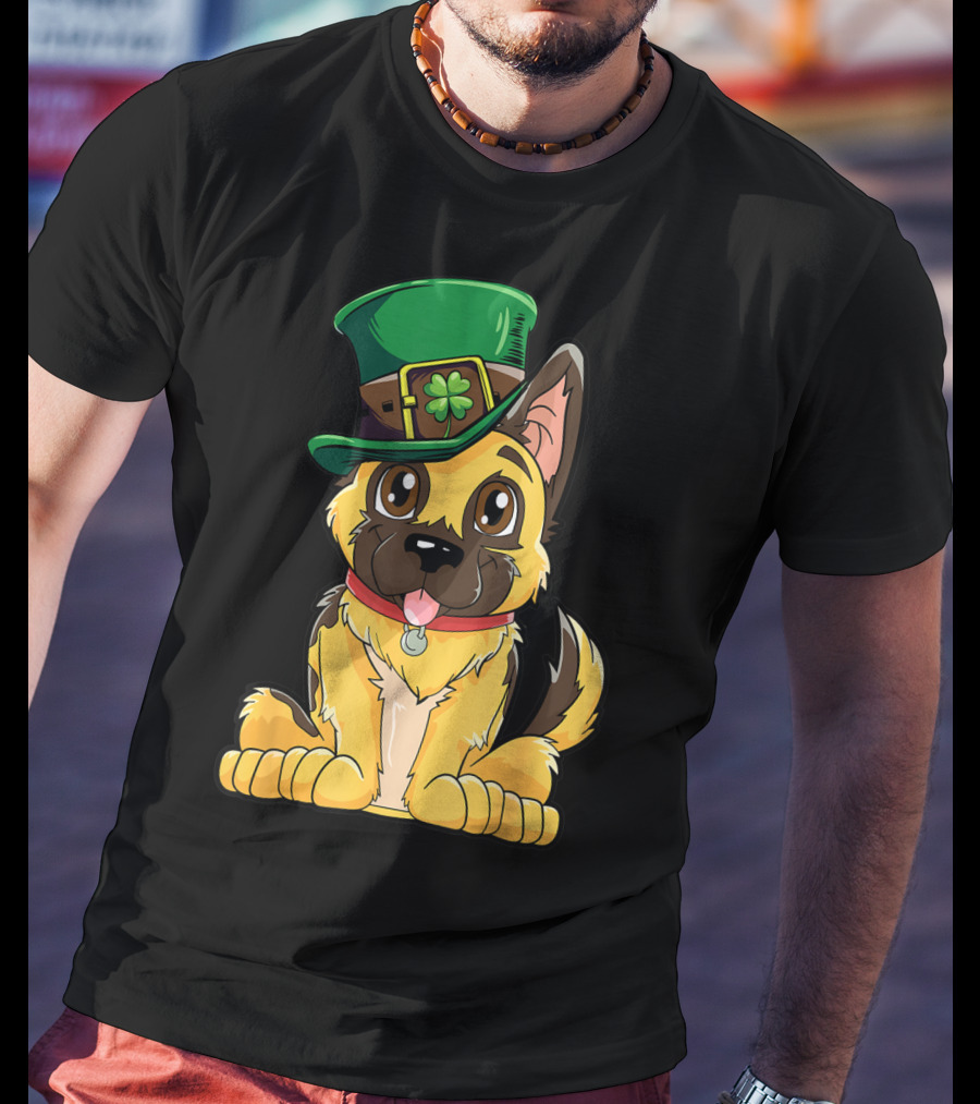 German Shepherd In Leprechaun Hat St Patricks Day Dog T-Shirt