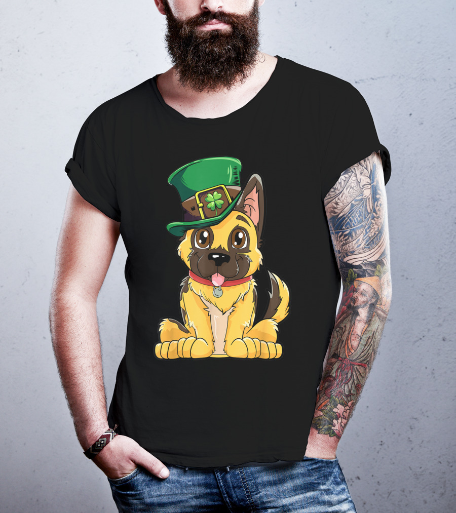 German Shepherd In Leprechaun Hat St Patricks Day Dog T-Shirt