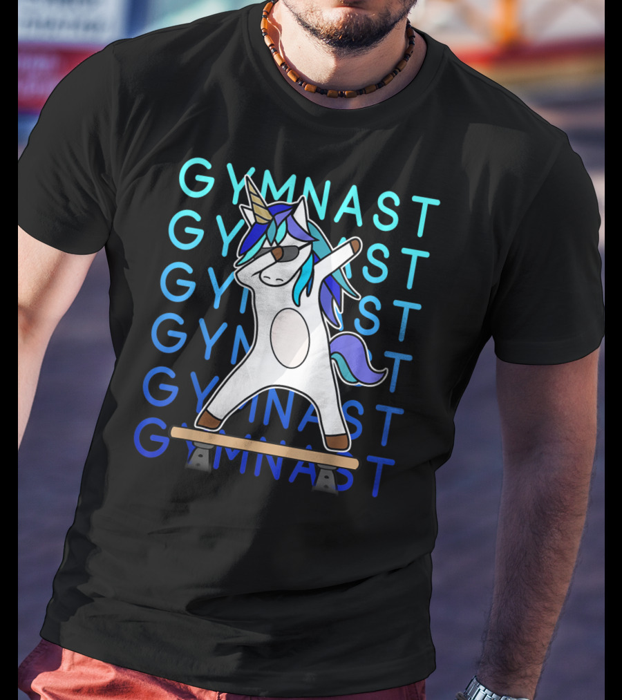 Gymnast Unicorn Dabbing On Balance Beam For Girls Gymnastics T-Shirt