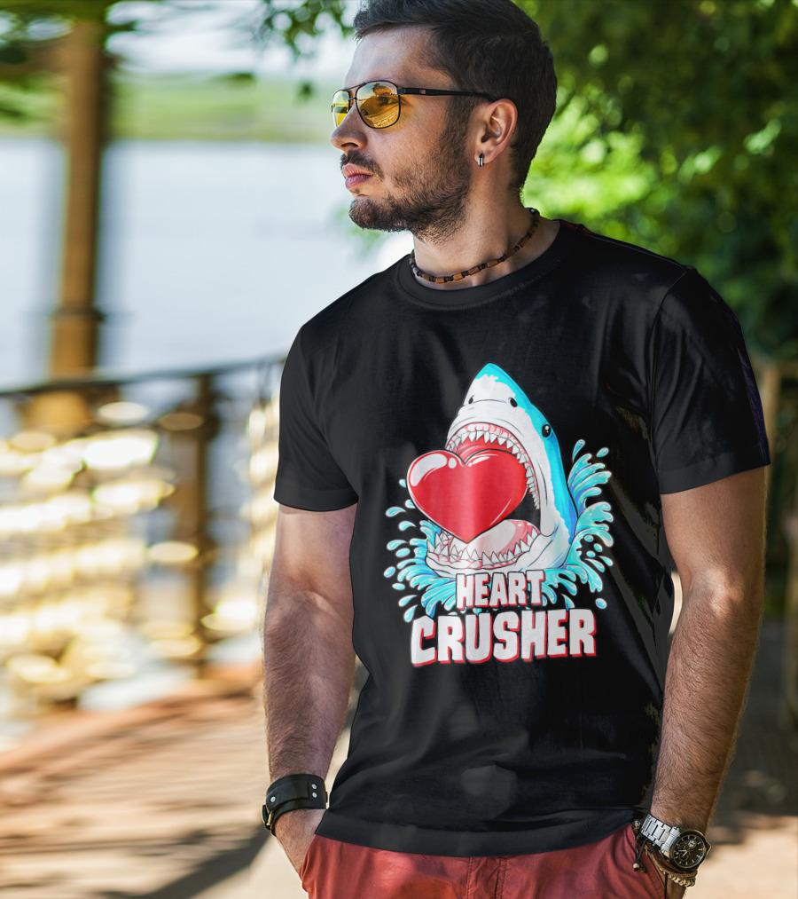 Heart Crusher Valentines Day Shark Boys Jawsome Splash T-Shirt