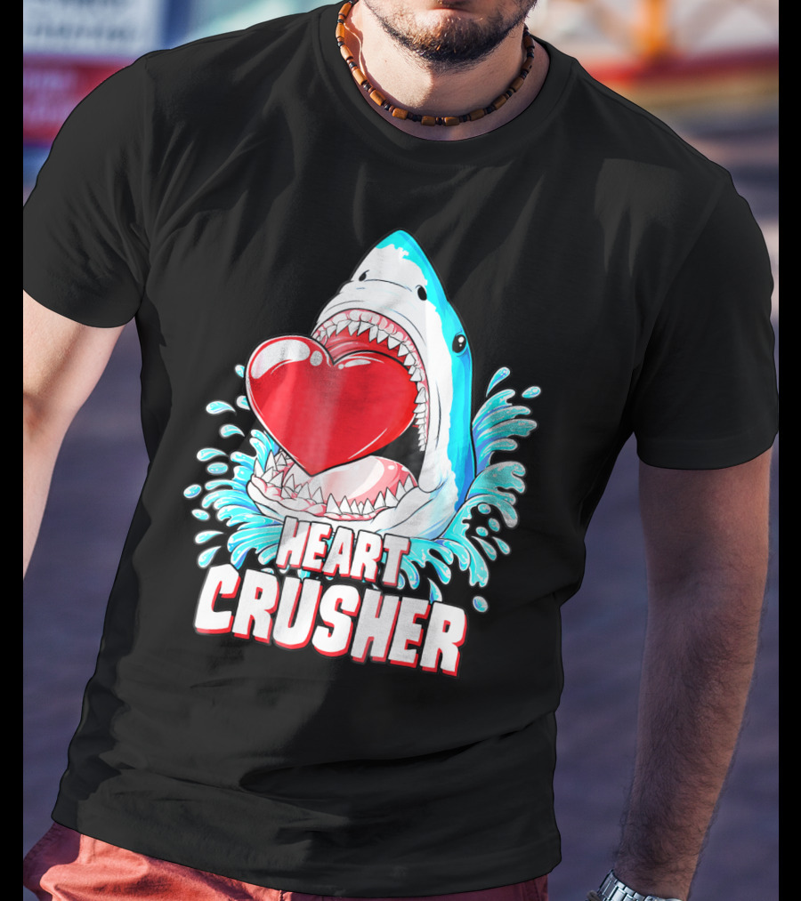 Heart Crusher Valentines Day Shark Boys Jawsome Splash T-Shirt