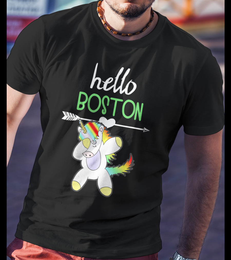 Hello Boston Dabbing Unicorn Girls T-Shirt