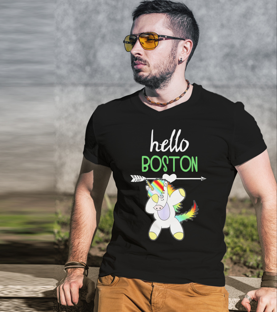 Hello Boston Dabbing Unicorn Girls T-Shirt