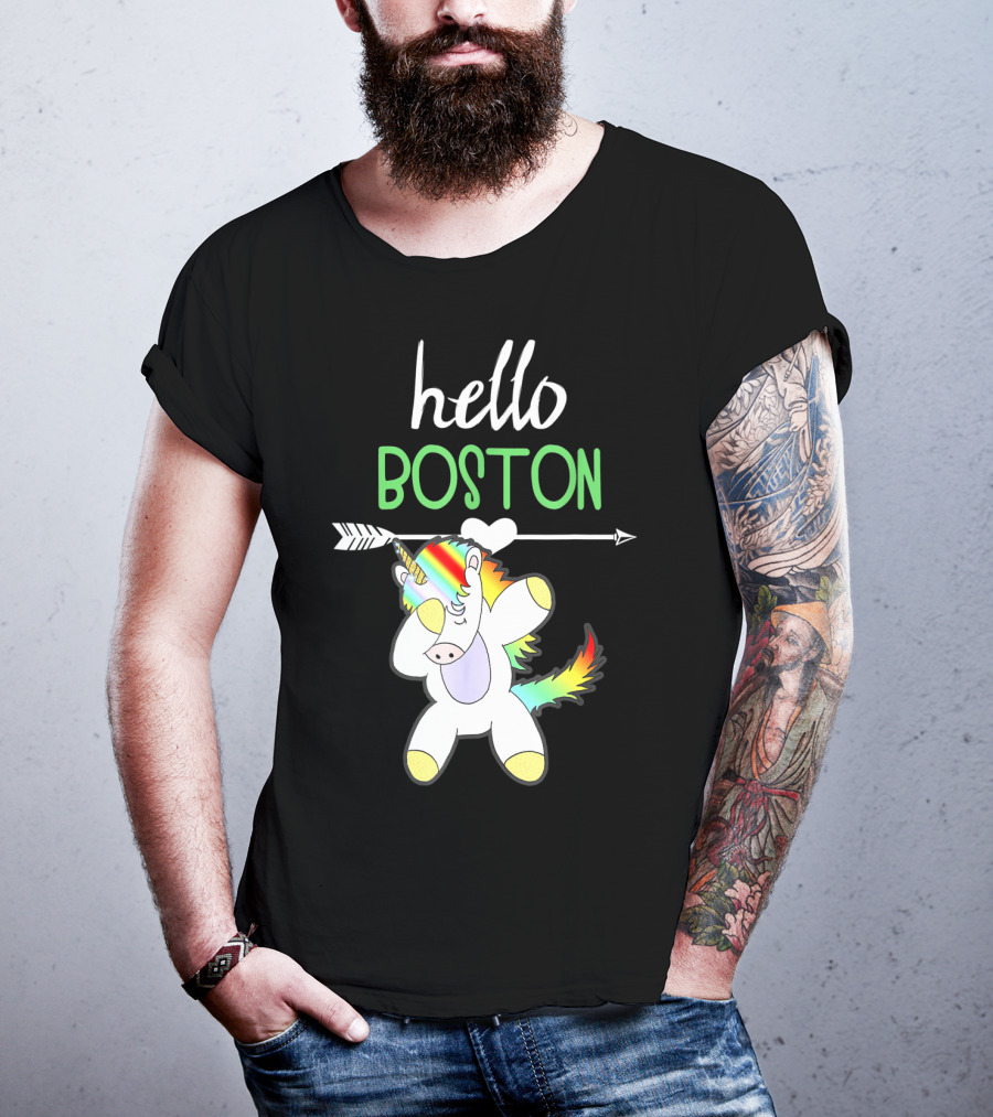 Hello Boston Dabbing Unicorn Girls T-Shirt