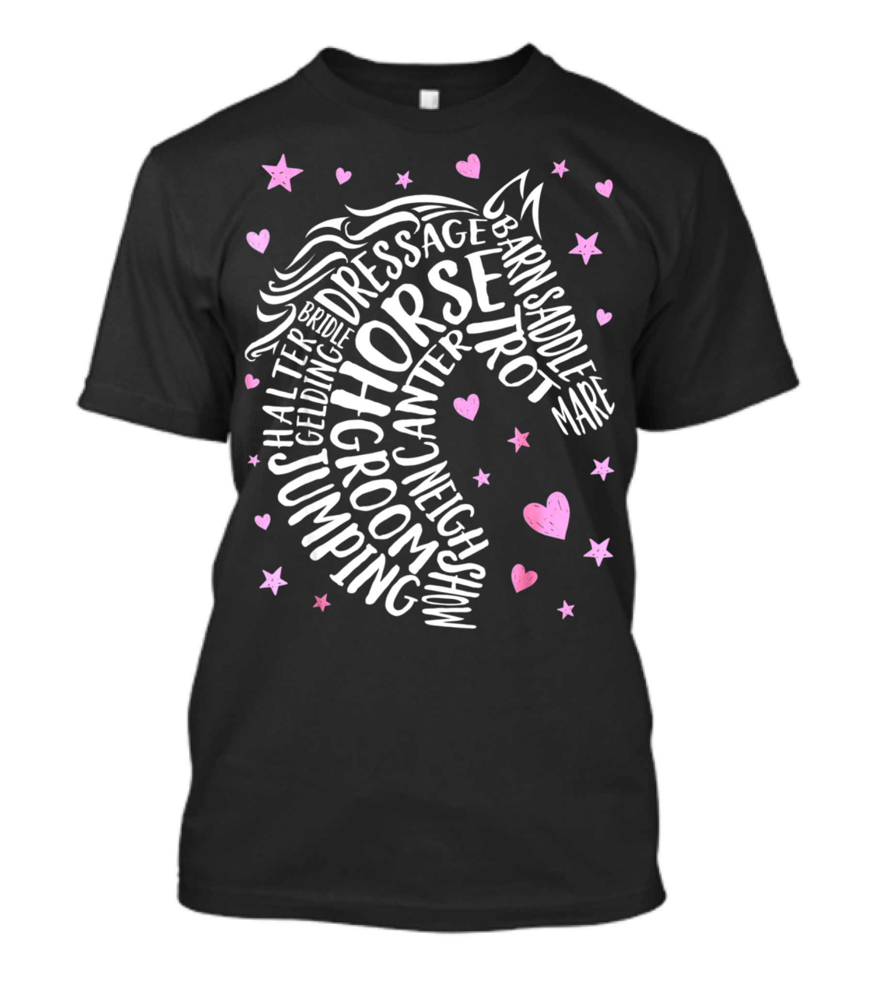 Horse Dressage Canter Jumping Saddle Neigh Show Groom Trot Barn Mare For Girls Women Horseback Riding T-Shirt
