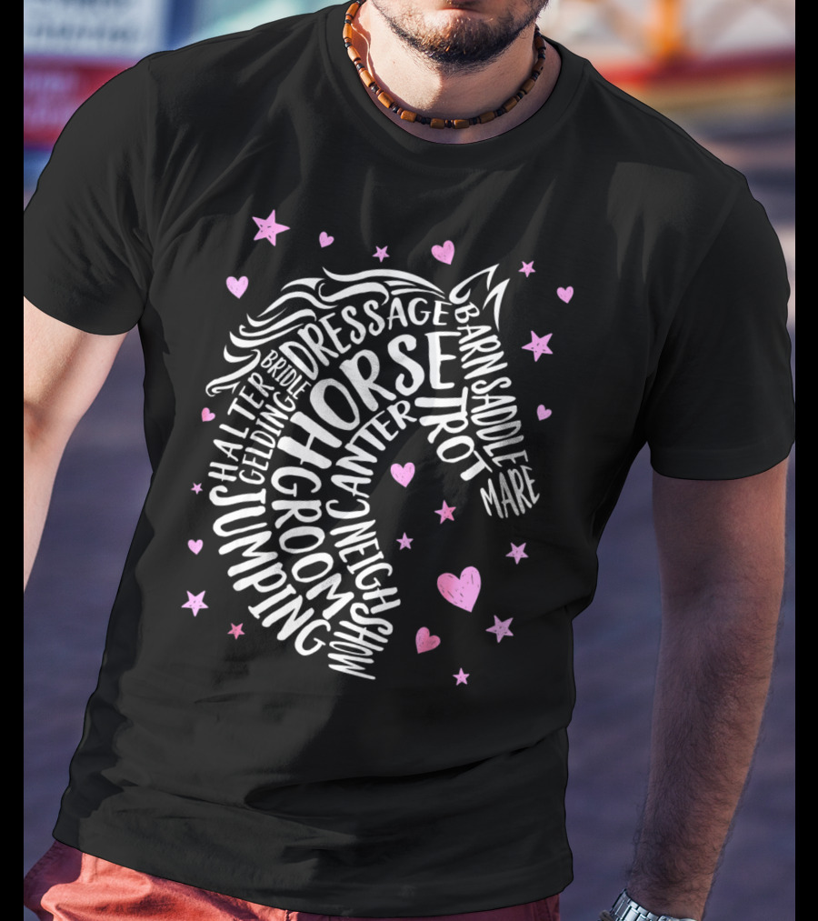 Horse Dressage Canter Jumping Saddle Neigh Show Groom Trot Barn Mare For Girls Women Horseback Riding T-Shirt