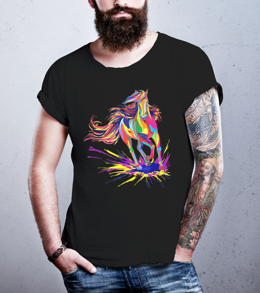 Horse Watercolor I Love Horseback Riding Funny Horse T-Shirt