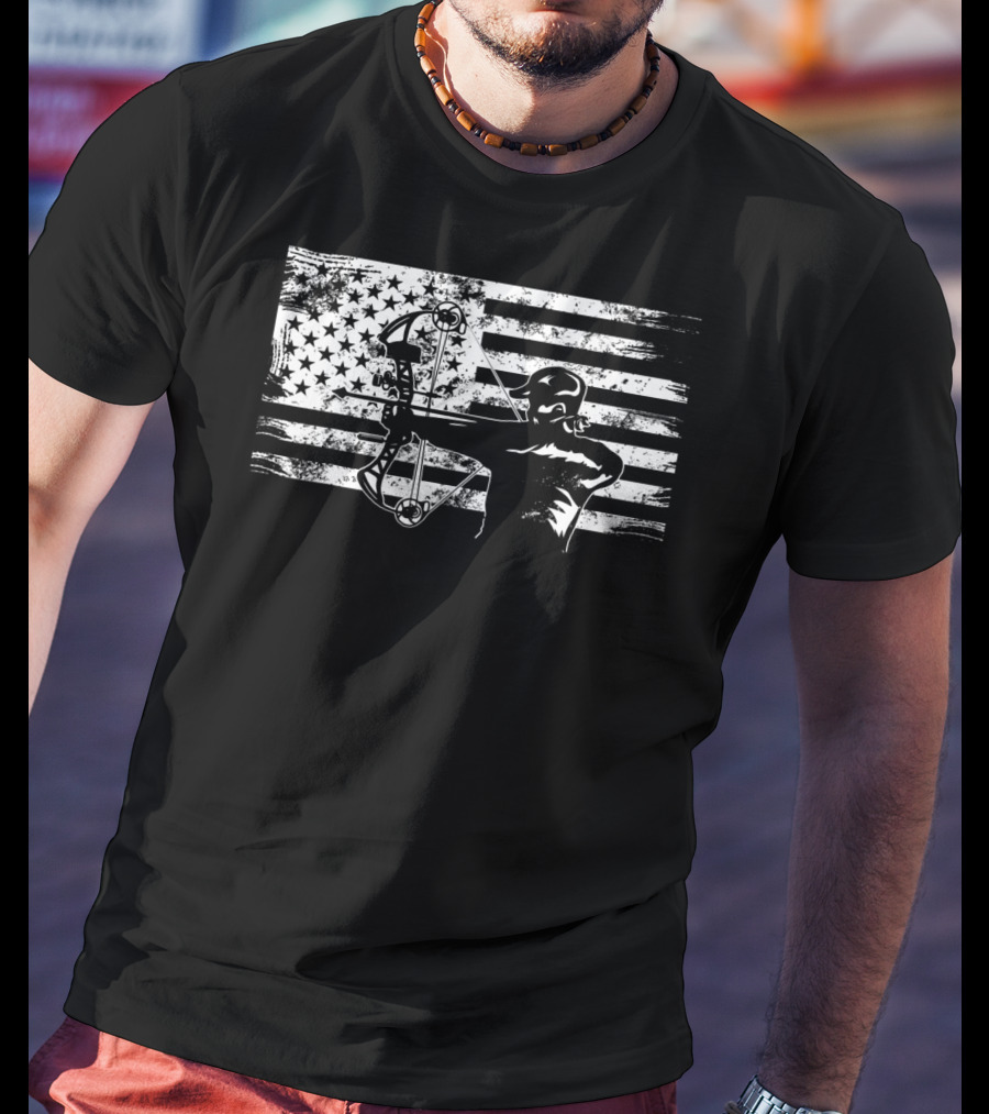 American Flag Bowhunting Archer Hunter T-Shirt