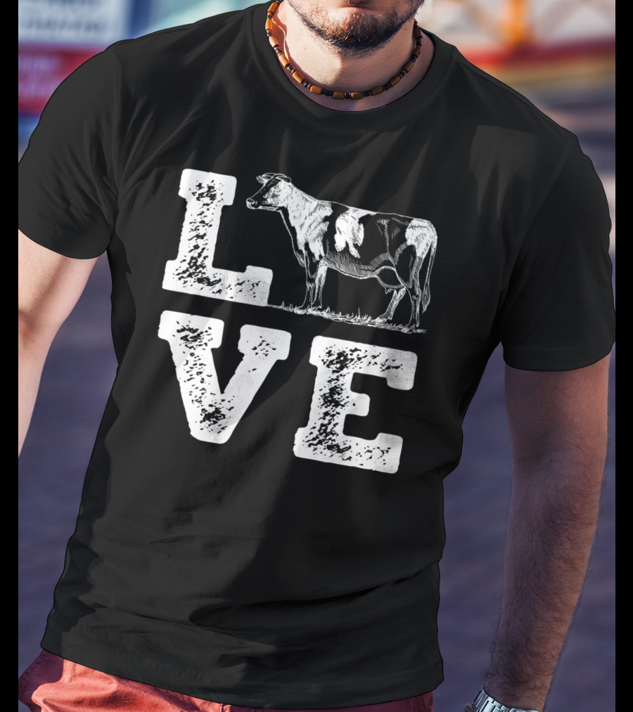 LOVE Cow I Love Cows Cow Lovers Farm Farmers T-Shirt