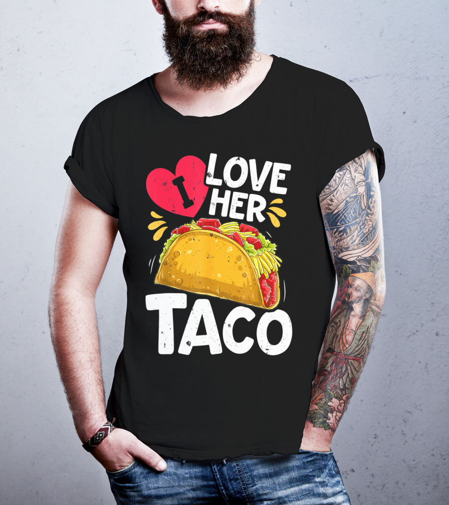 Cinco De Mayo Couple Matching I Love Her Taco T-Shirt