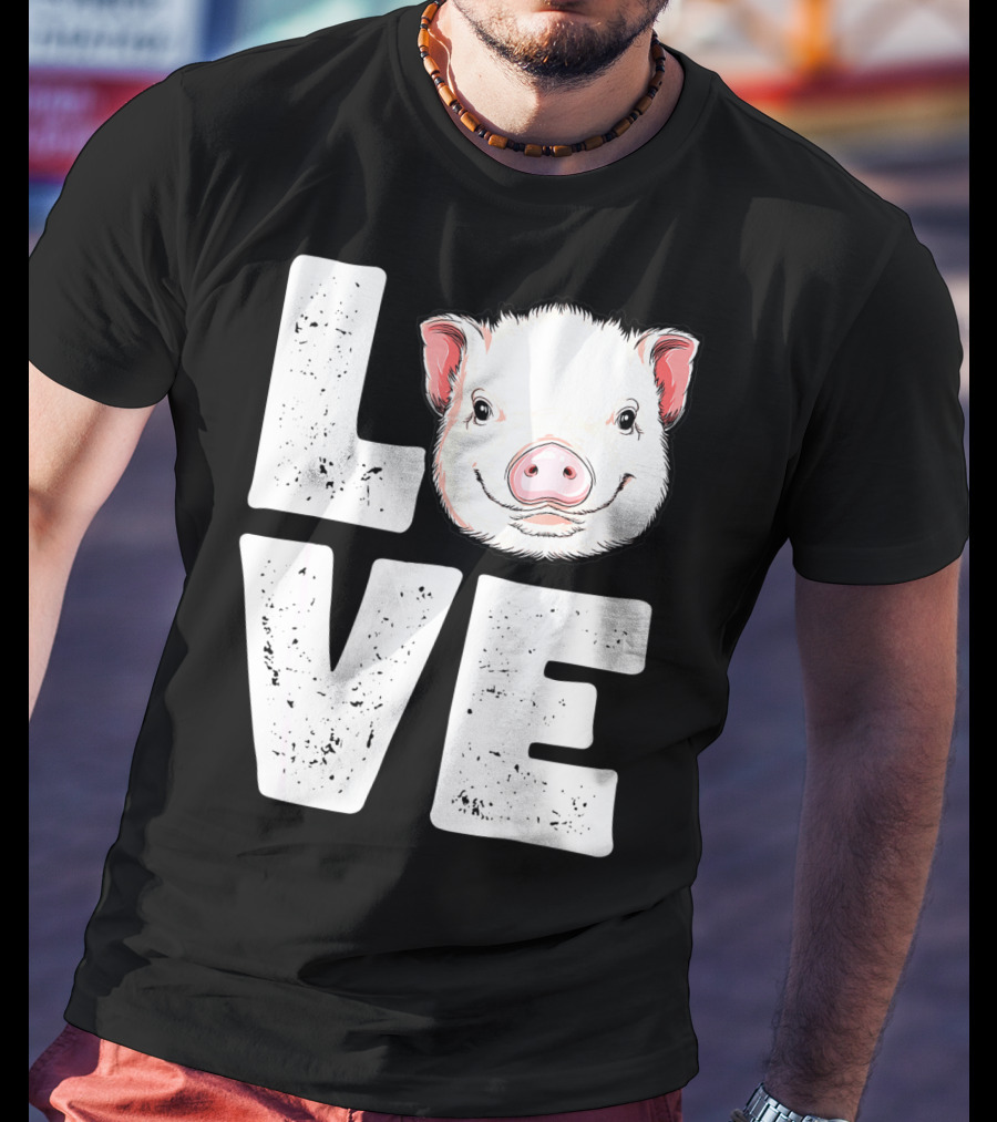Love Pig Lovers Farming Farmer Girls T-Shirt