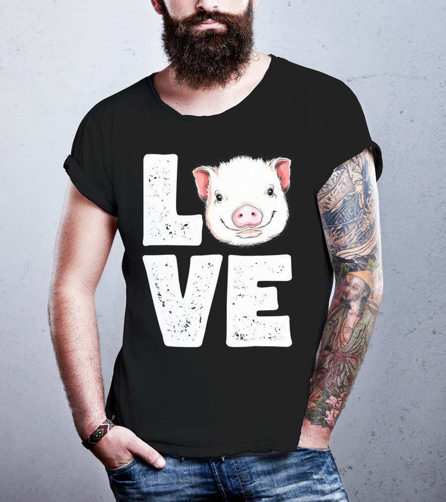Love Pig Lovers Farming Farmer Girls T-Shirt
