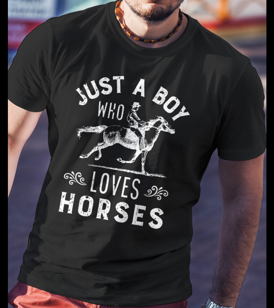 Just A Boy Who Loves Horses Riding Equestrian T-Shirt