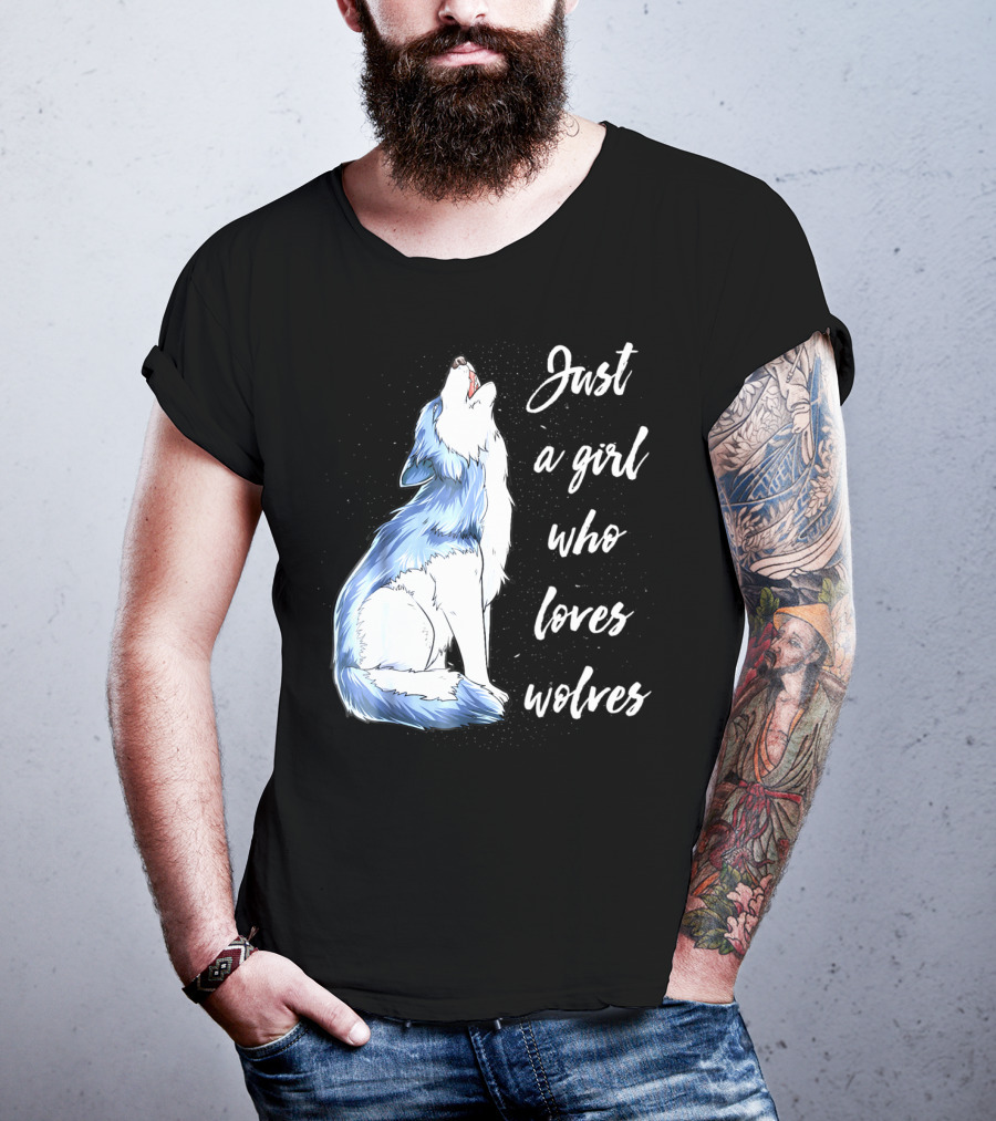 Just A Girl Who Loves Wolves Howling Wolf T-Shirt