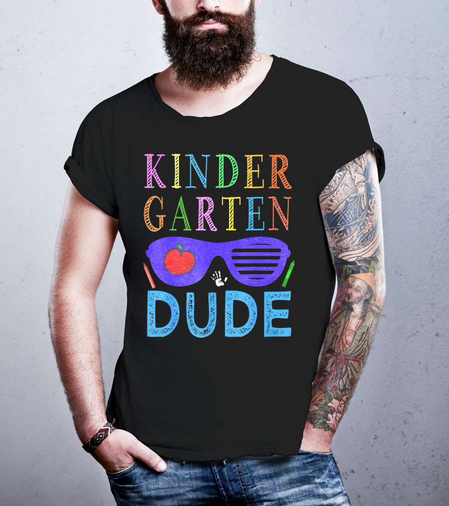 Kindergarten Dude Boys 1st First Day With Sunglasses And Apple T-Shirt