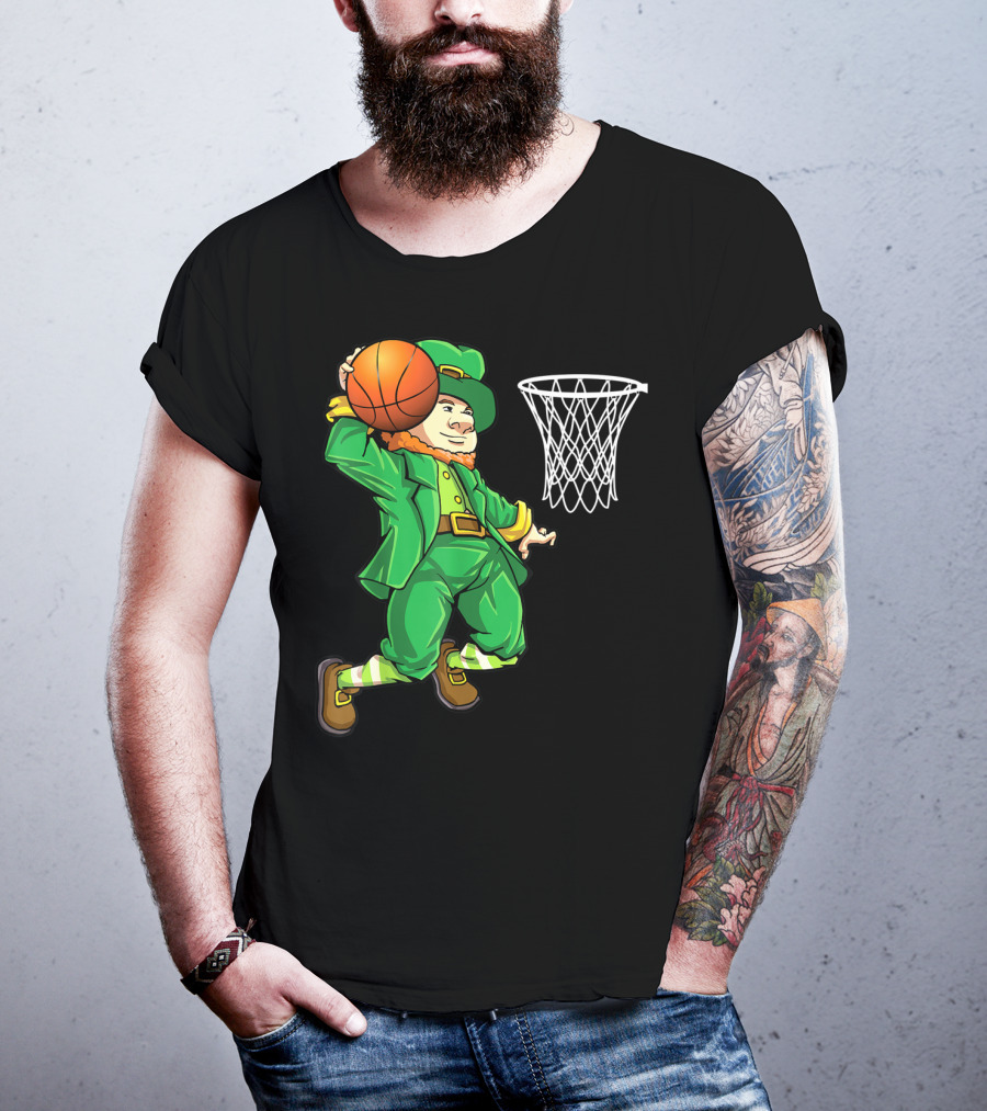 Leprechaun Slam Dunk Basketball St Patricks Day Boys T-Shirt