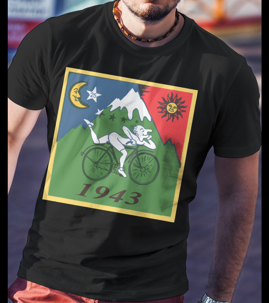 Albert Hofmann LSD Bicycle Day 1943 Moon Sun Mountain T-Shirt