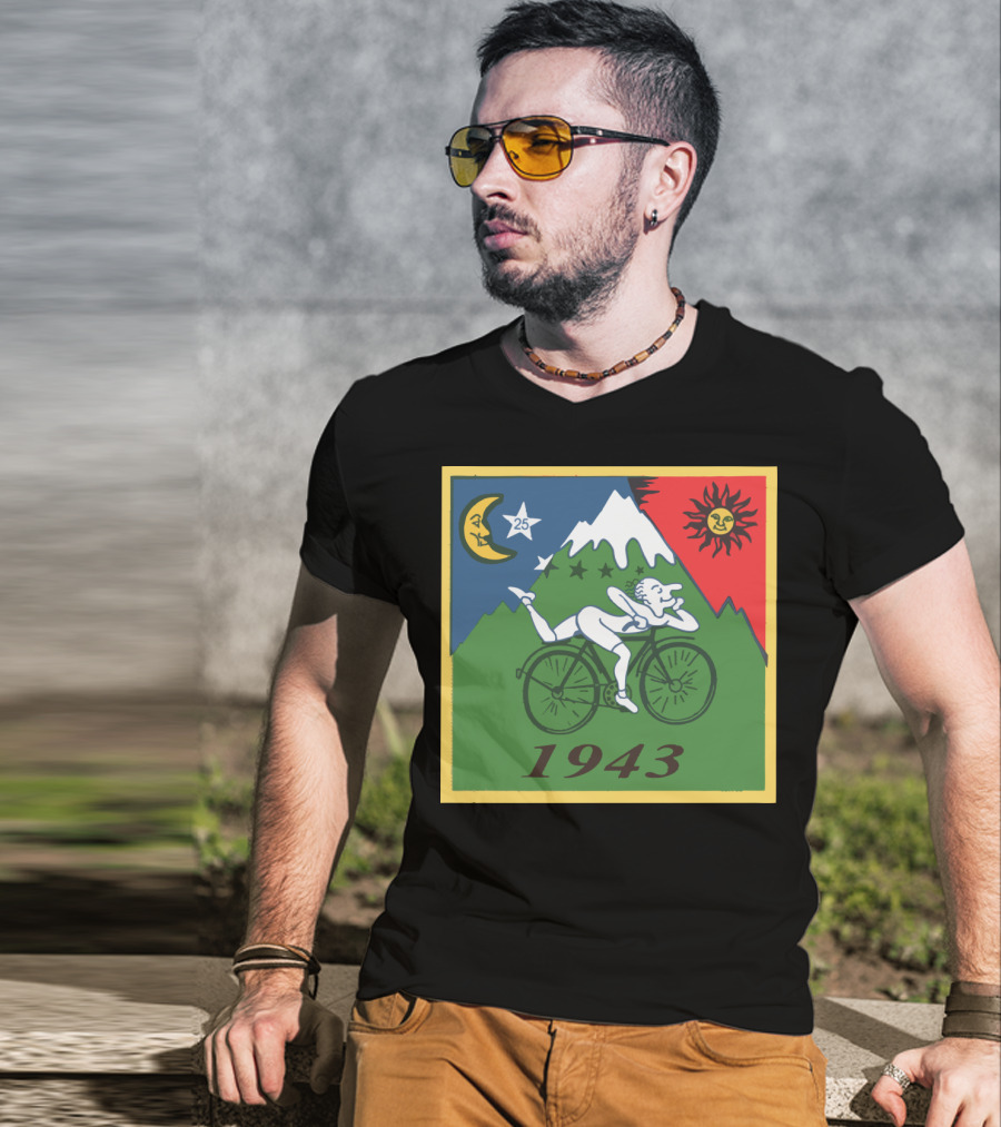 Albert Hofmann LSD Bicycle Day 1943 Moon Sun Mountain T-Shirt