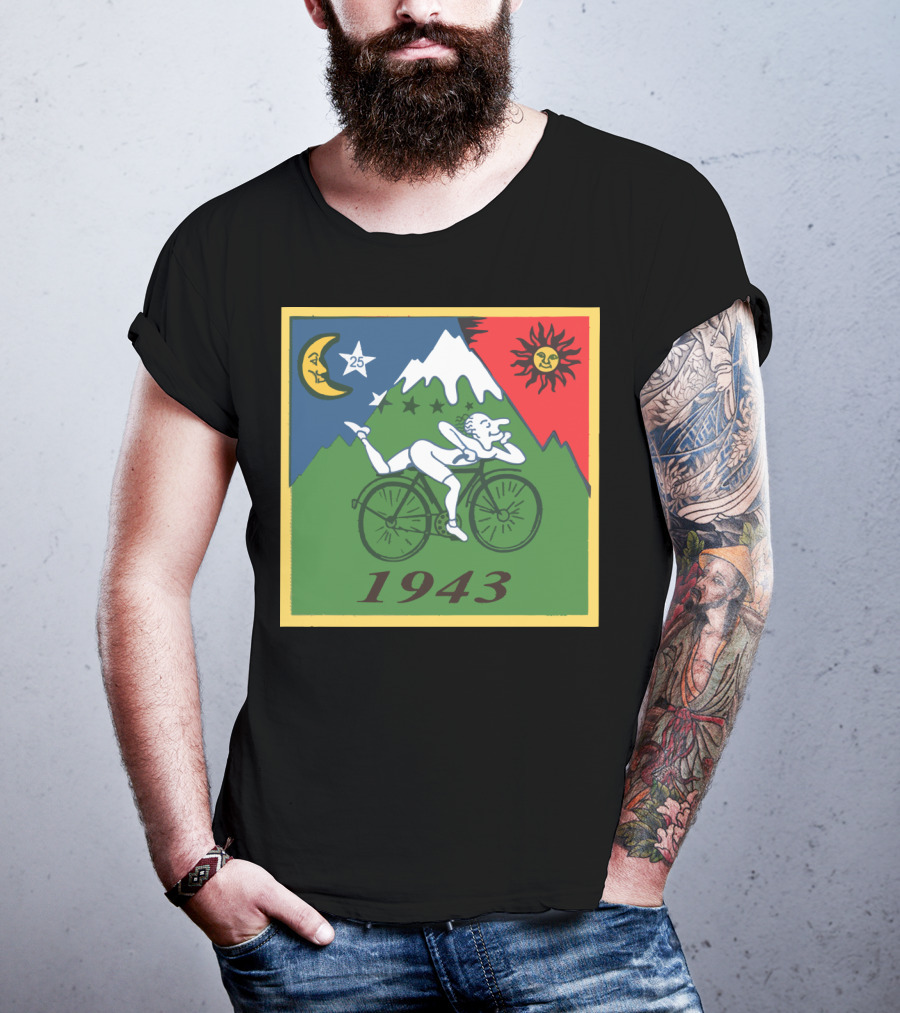 Albert Hofmann LSD Bicycle Day 1943 Moon Sun Mountain T-Shirt