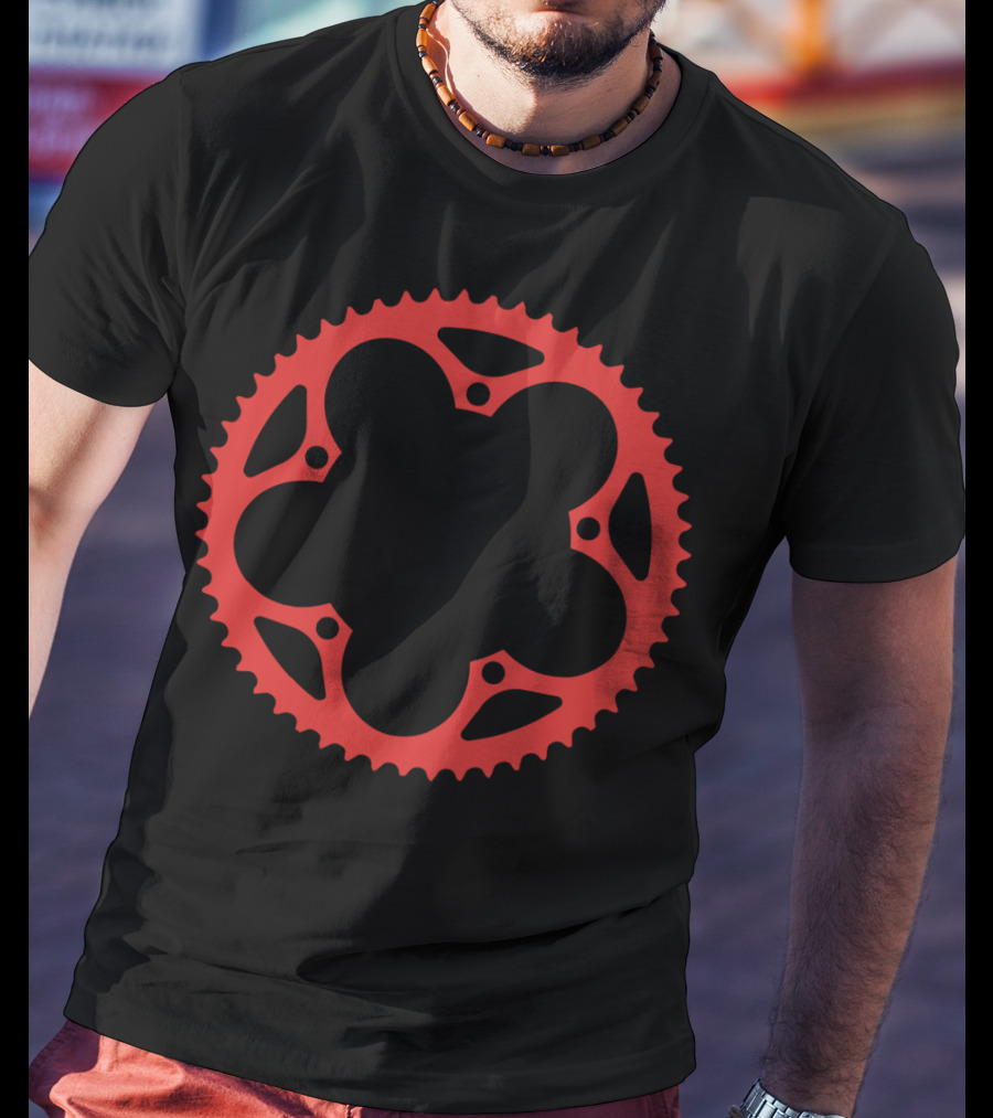 Bicycle Chain Ring Red Gear Shape T-Shirt