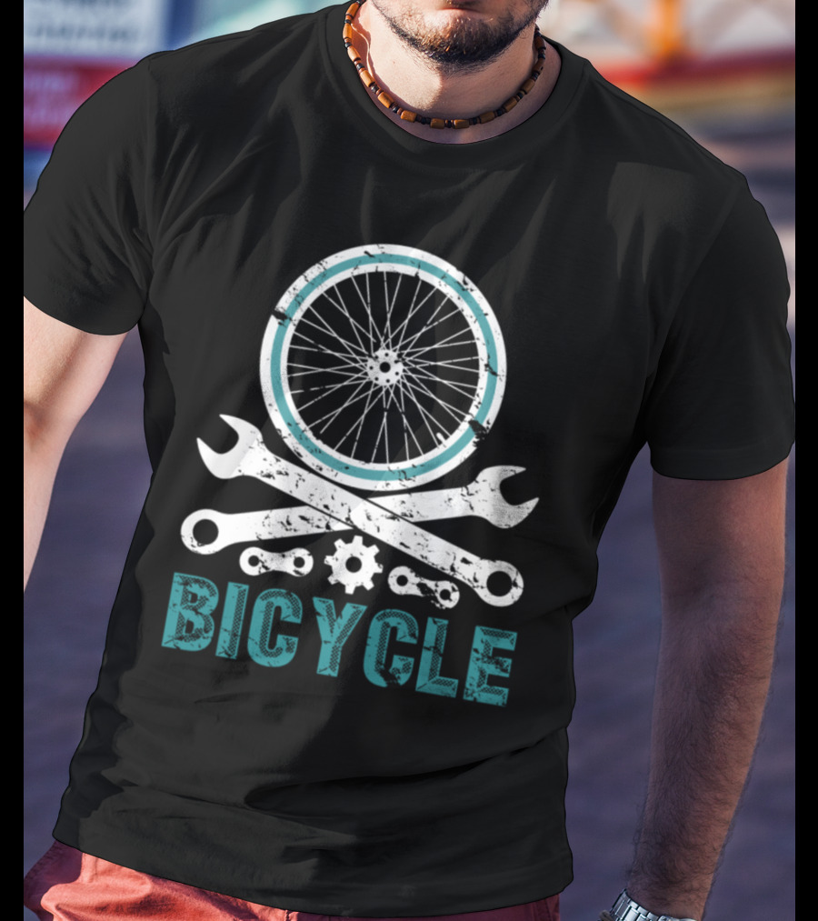 Bicycle Cycling Cyclist Athlete Bike Wheel Wrenches Gear Chain T-Shirt