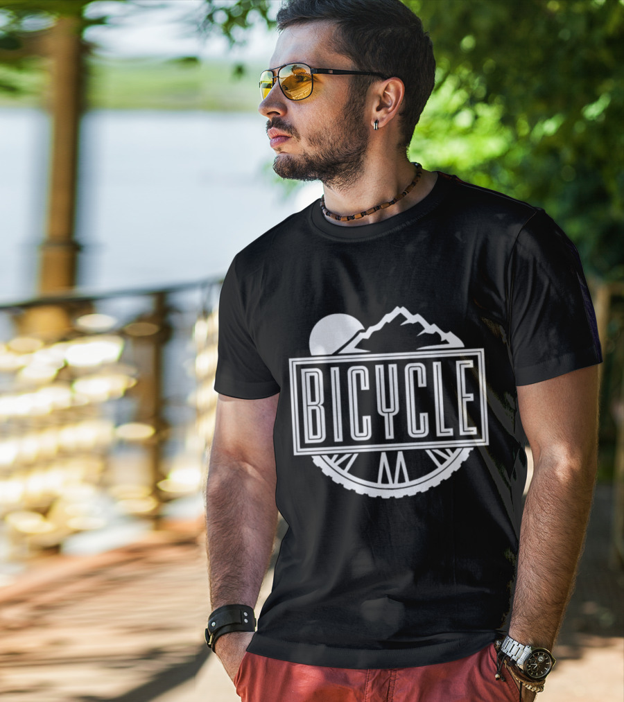 Bicycle Girls Bike Sport Riding Mountain Sunset T-Shirt