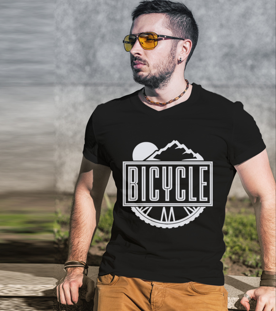 Bicycle Girls Bike Sport Riding Mountain Sunset T-Shirt