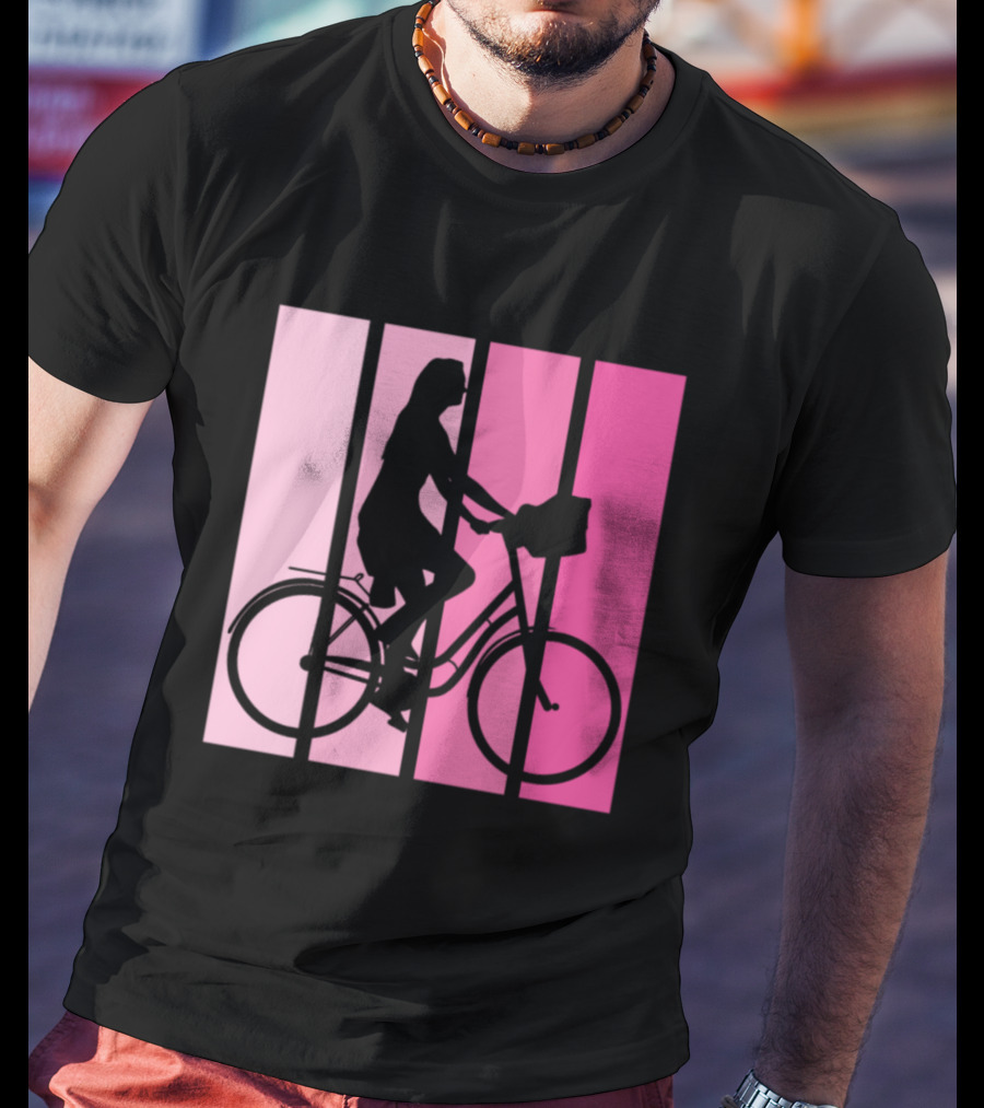Bicycle Sport Hobby Girls Bike Silhouette Pink Gradient T-Shirt