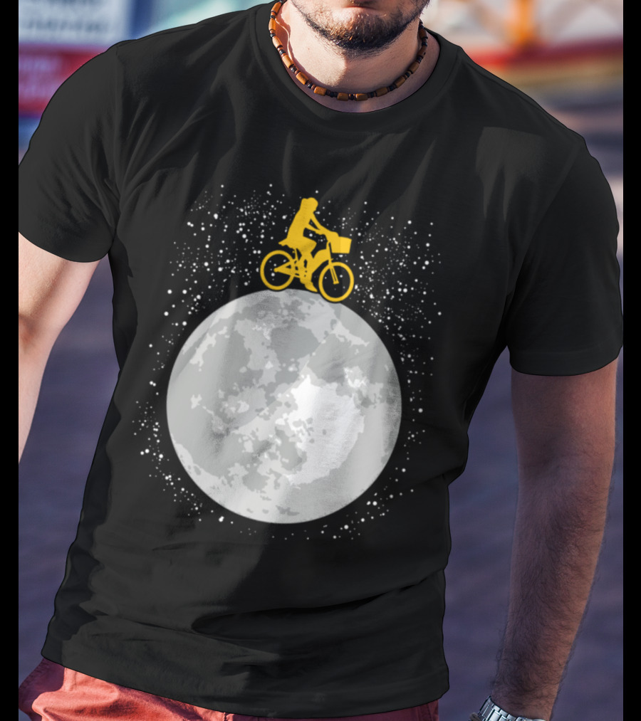Bicycle Riding On A Starry Moon Scene T-Shirt