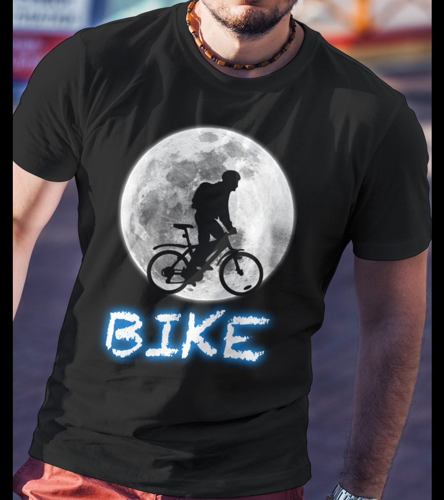 BIKE Silhouette Blue Moon Cycling Adventure T-Shirt