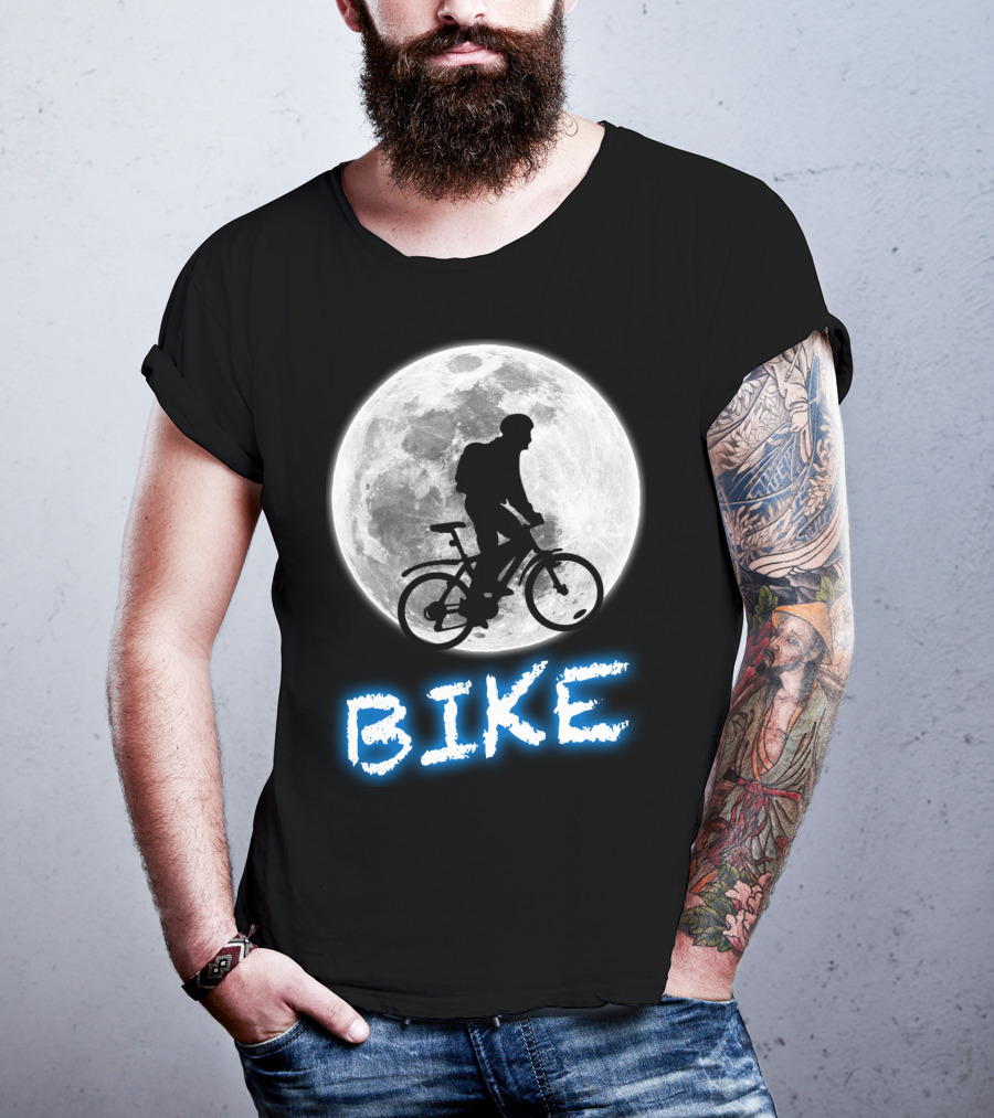 BIKE Silhouette Blue Moon Cycling Adventure T-Shirt