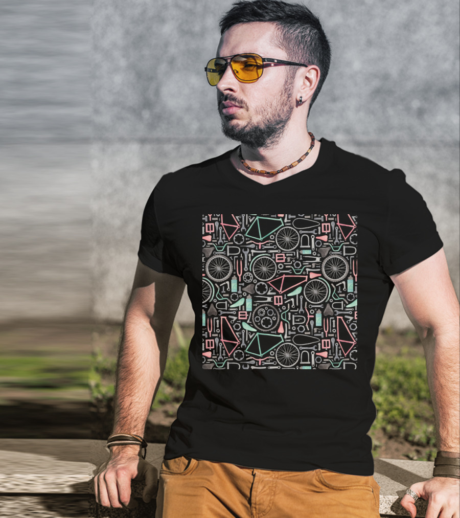 Bike Parts Colorful Bicycle Components T-Shirt
