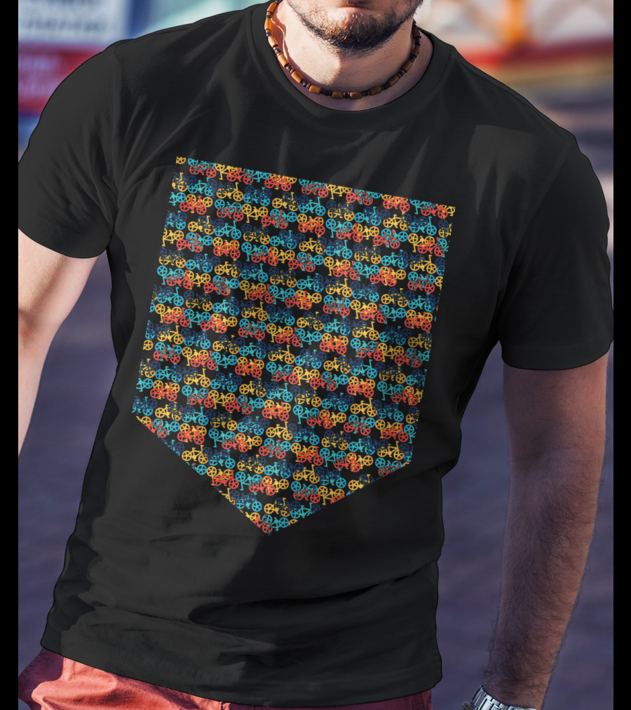 Bikes Pattern Multicolor Repeating T-Shirt
