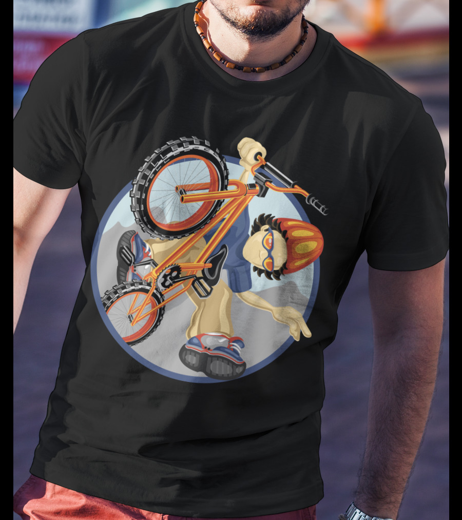 BMX Boy Extreme Stunt Rider With Helmet And Sunglasses T-Shirt