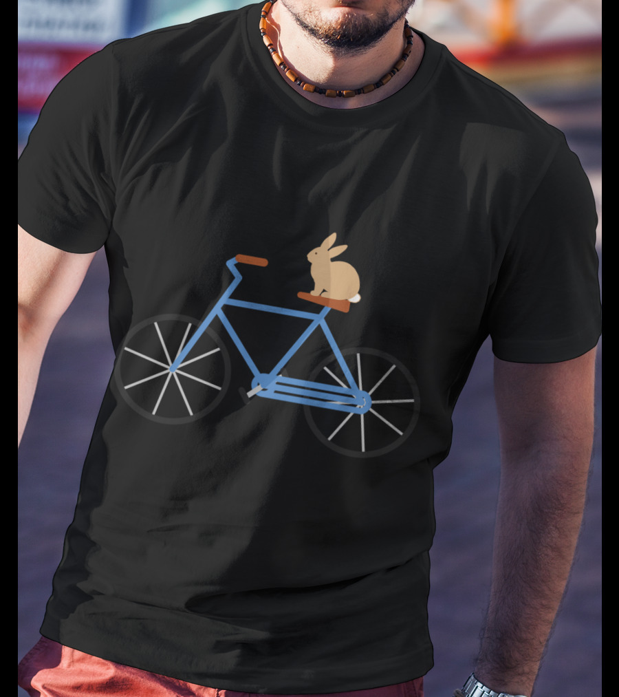 Bunny On Blue Bicycle T-Shirt