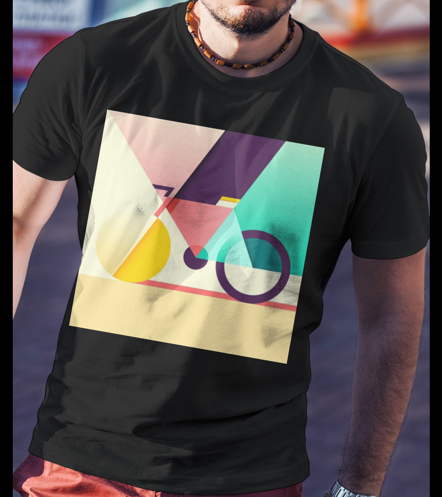 Colourful Geometric Bicycle Abstraction T-Shirt