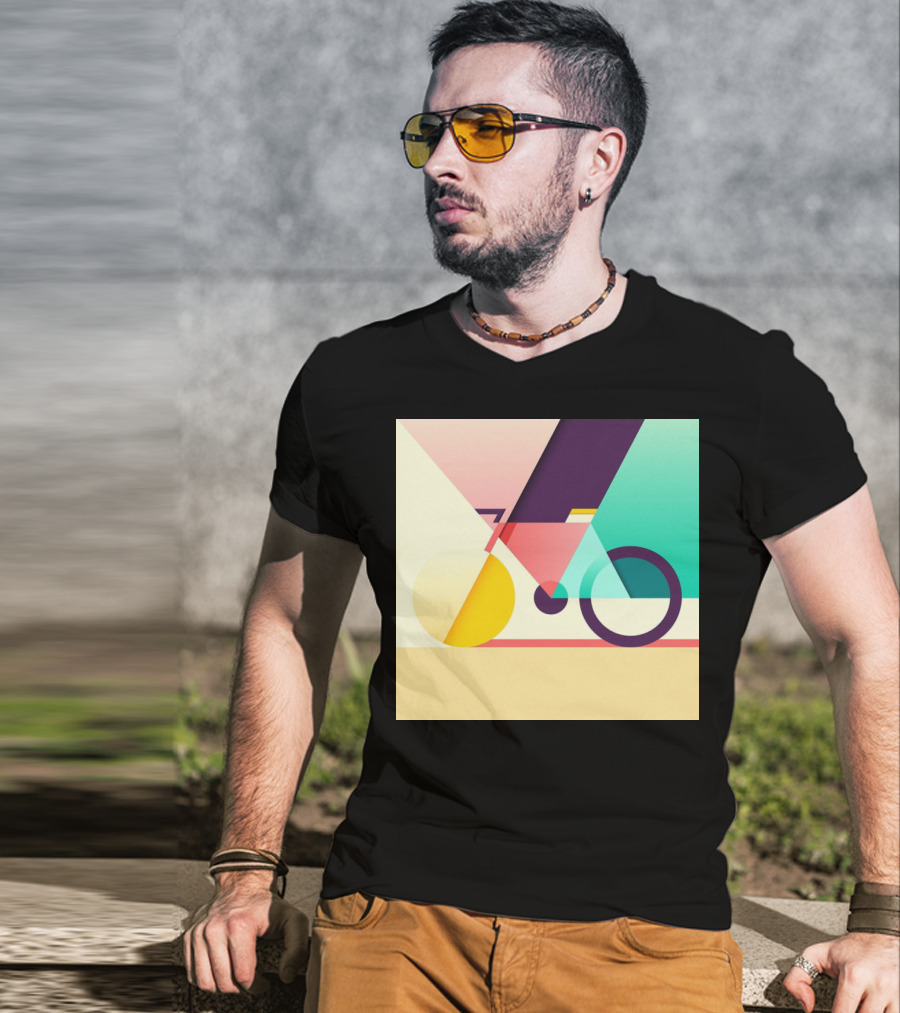 Colourful Geometric Bicycle Abstraction T-Shirt